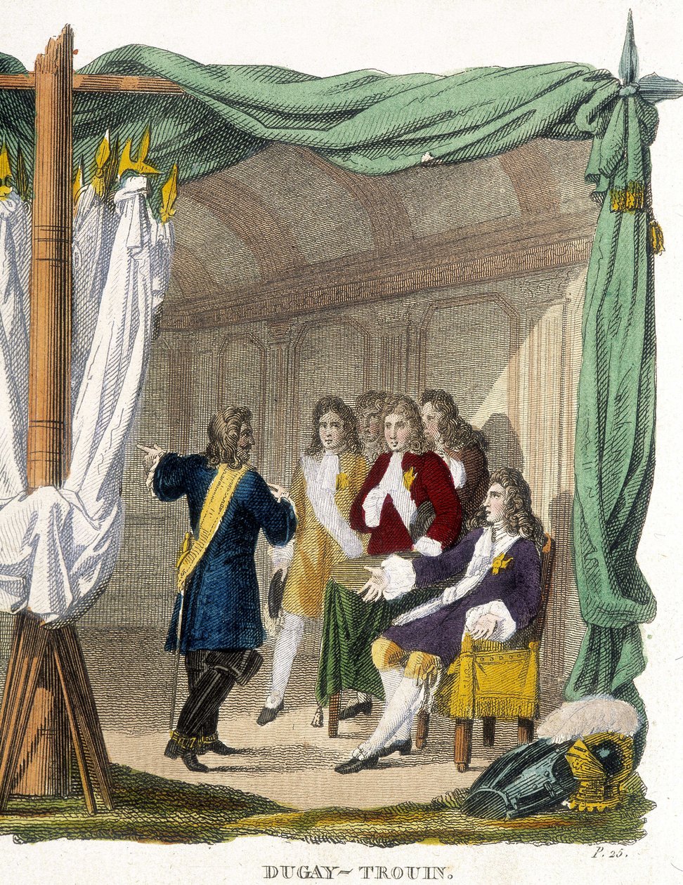 Rene Duguay Trouin (Duguay-Trouin) (Rene Trouin du Gue dit) (1673-1736) før kong Ludvig XIV (1638-1715). Gravering av 1800-tallet. av Unknown artist