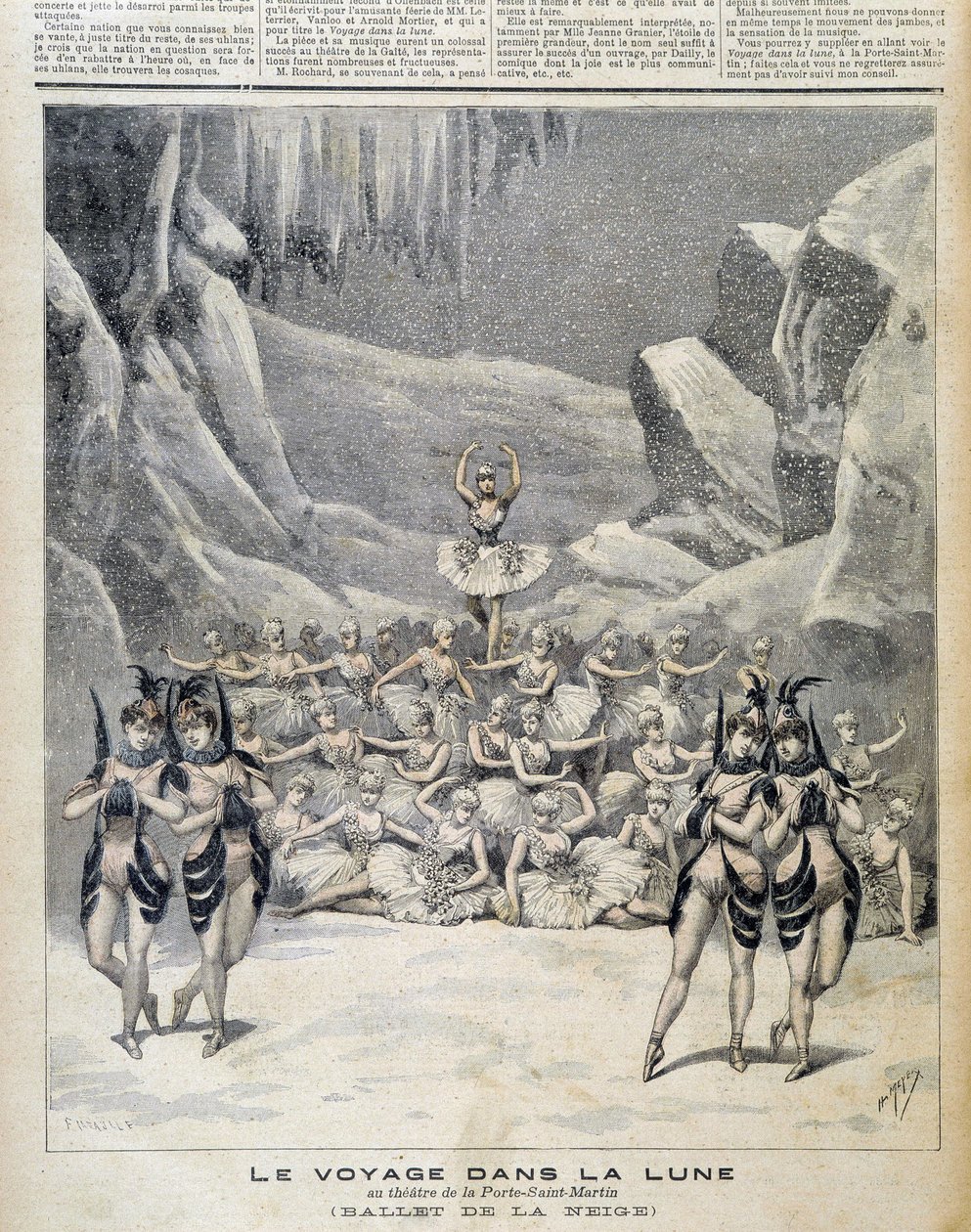 Representasjon ved Theatre of the Porte Saint Martin av "" Journey in the Moon"" - i "" Le Petite Journal"" fra 09/04/1892 av Unknown artist