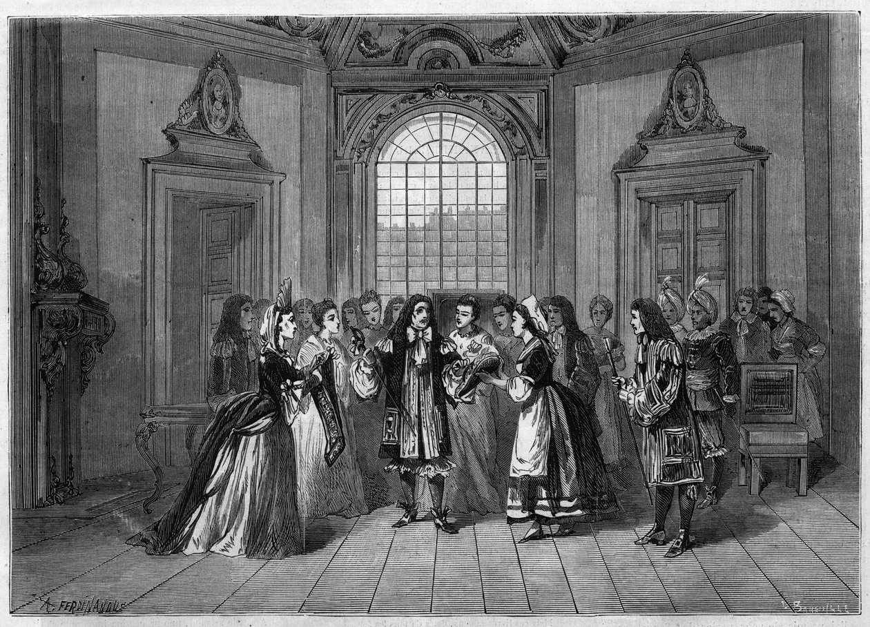 Representation of a comic opera: Louis XIV in “” Le roi a dit”” after a libretto by Edmond Gondinet (1829-1888) and a music by Leo Delibes (1836-1891). Paris, Theatre de l