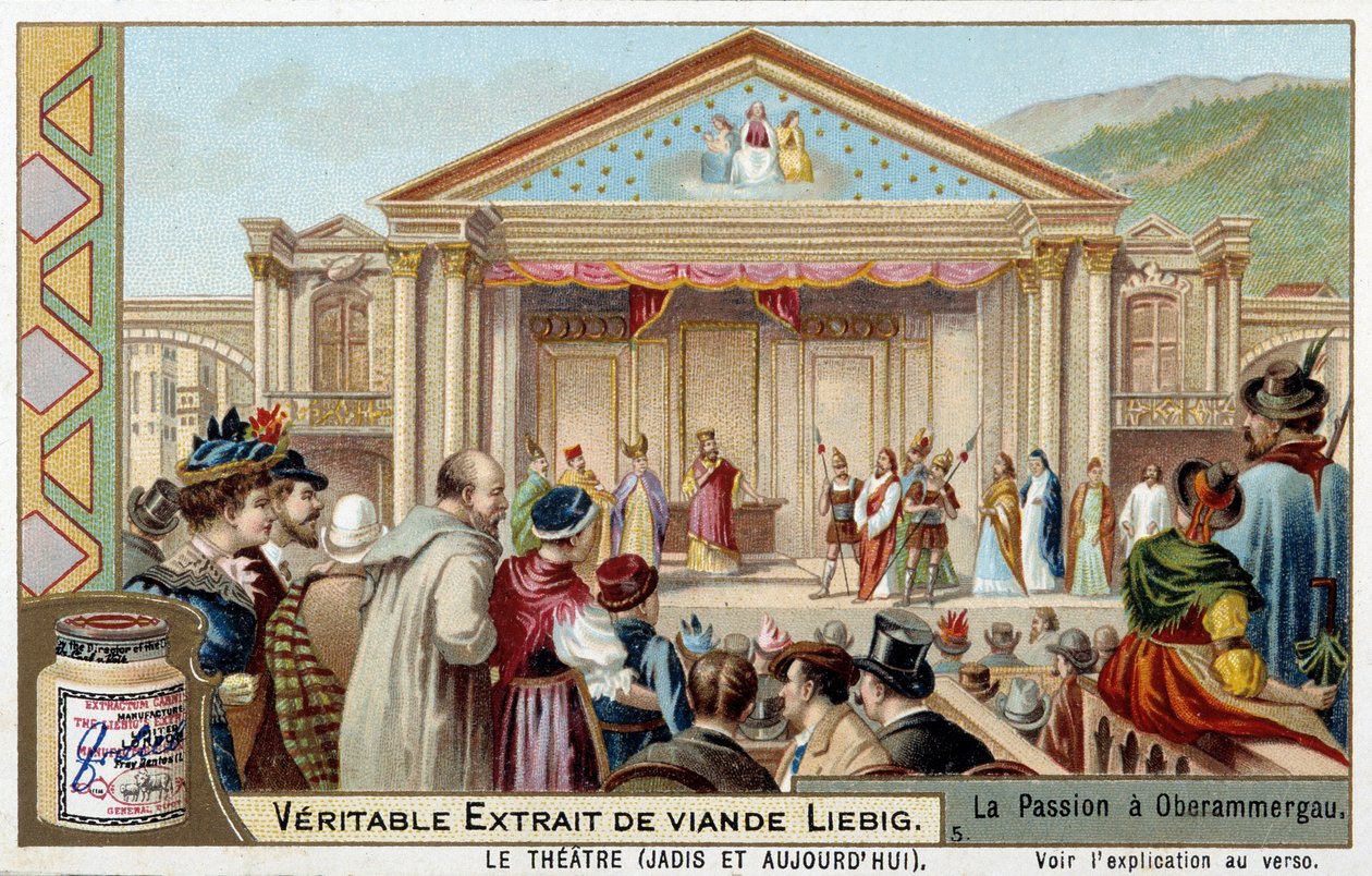 Representasjon av et lidenskapsspill i Oberammergau (Tyskland) - Liebig-kromolitografi av Unknown artist