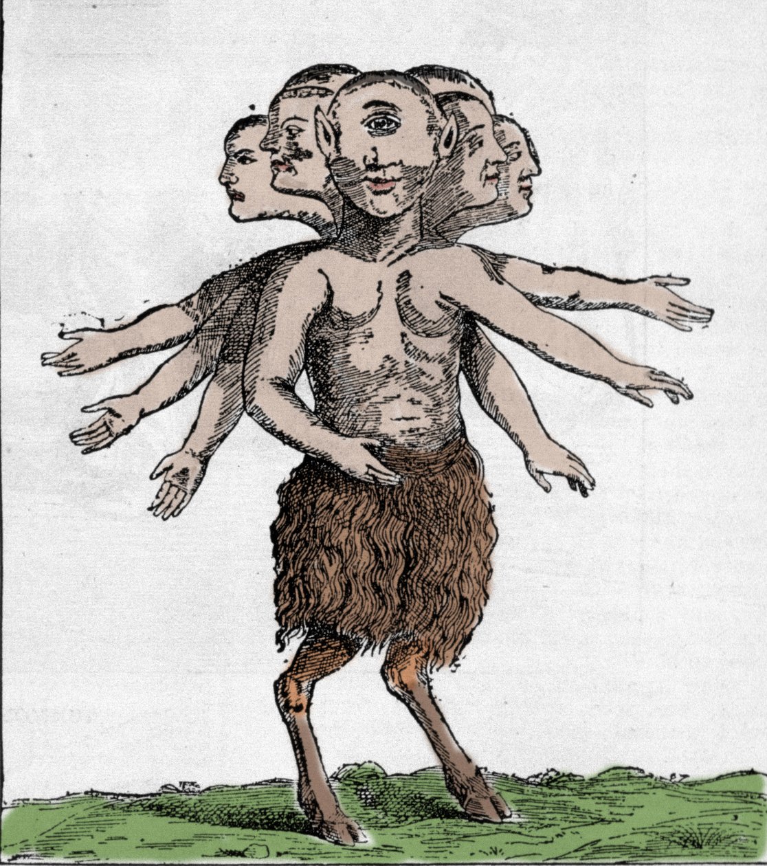 Representasjon av en monstrøs skapning fanget i fjellkjeden Zardana i Spania i 1655. Gravering av Unknown artist
