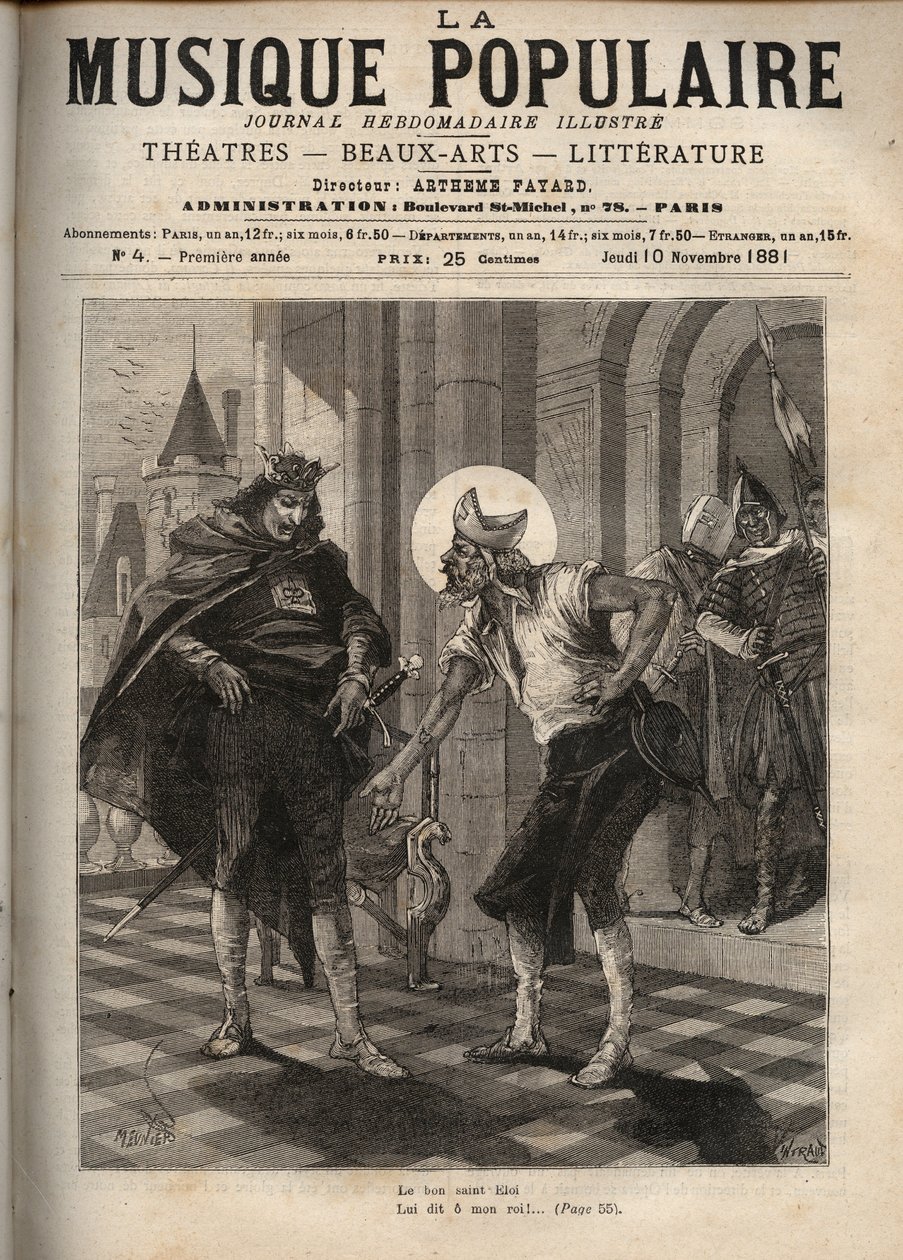 Representation of the French popular song “” King Dagobert”” representing King Dagobert I (circa 600-639) and Saint Eloi de Noyon (ca. 588-660): “The Good Saint Eloi av Unknown artist