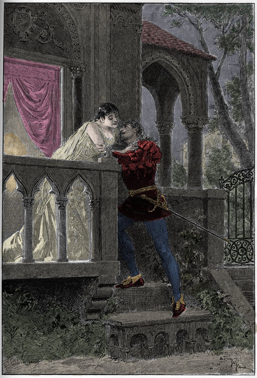 Representasjon av Operaen "" Romeo et Juliette"" av Hector Berlioz spiller på Paris Opera. Gravering fra 1888. av Unknown artist