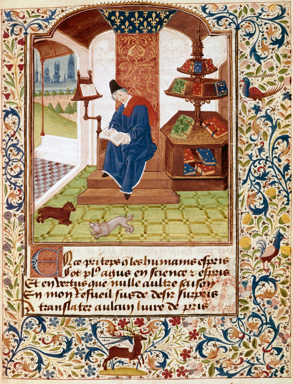 Representasjon av forfatteren som skriver på kontoret sitt Miniatyr fra "Flowers of all dyder" eller "Rosary of virtues"" (Ms 291) 1460 Musee Conde, Chantilly av Unknown artist