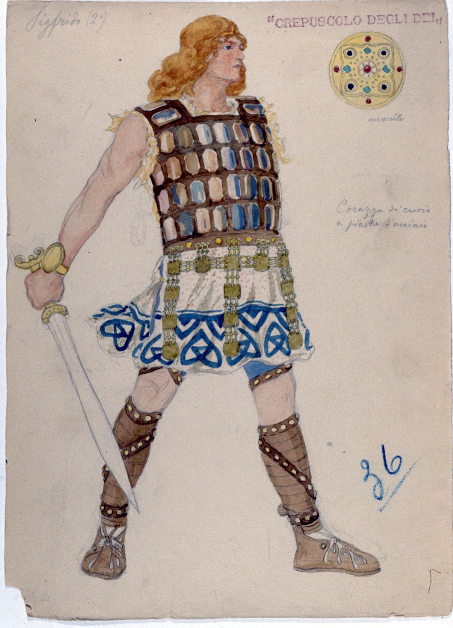 Representasjon av karakteren til "" Siegfried"" for "" The Twilight of the Gods""". "Der ring des Nibelungen" av Unknown artist