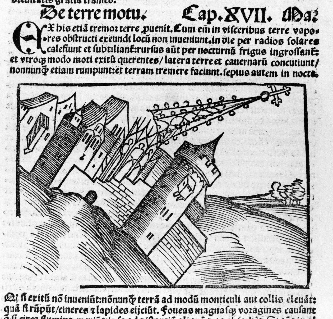 Representasjon av jordskjelvet på 1500-tallet. av Unknown artist