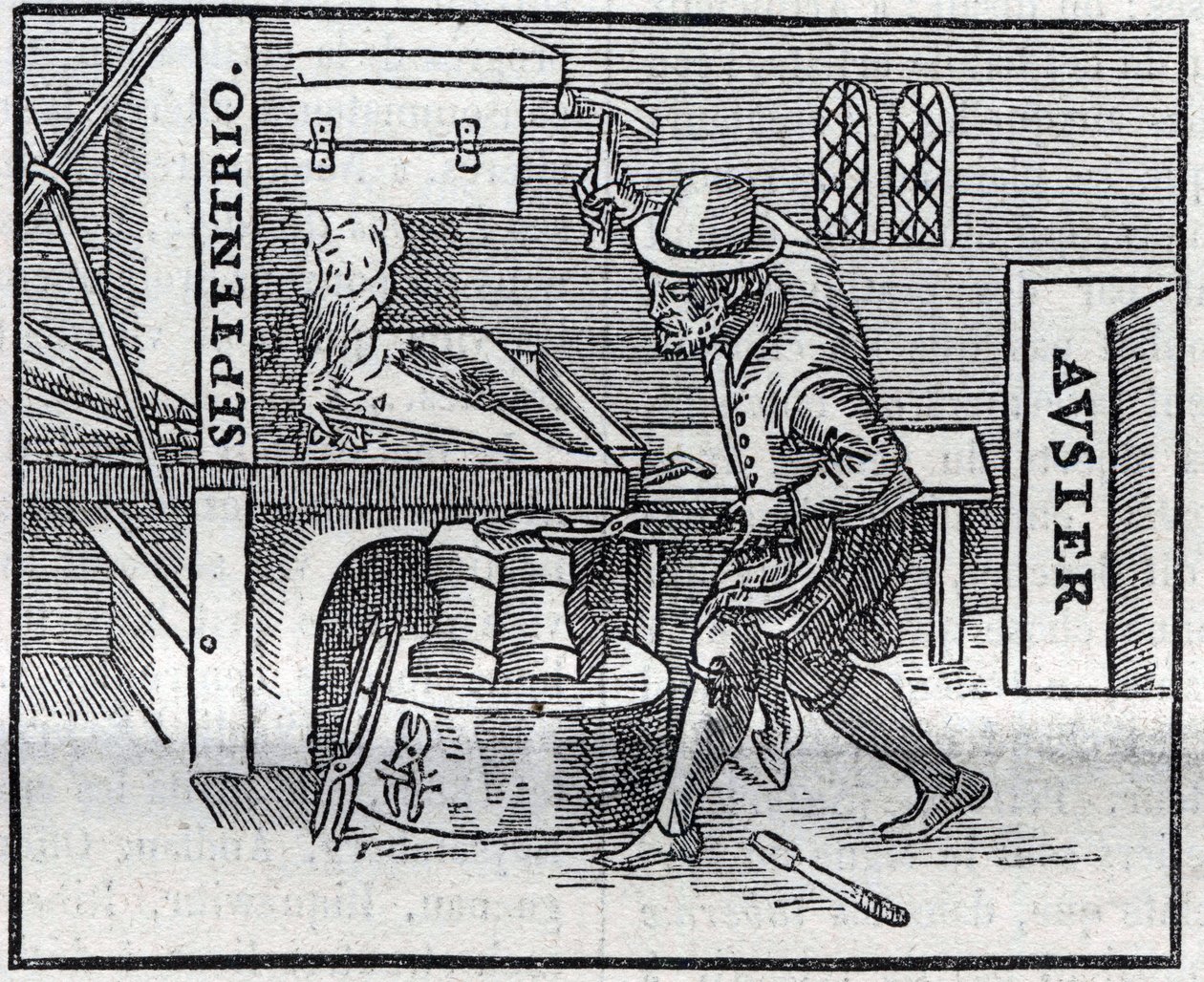 Reproduksjon av graveringen av verket fra 1600 "De Magnete, Magneticisque Corporibus, et de Magno Magnete Tellure"" (eller Magnetism and Magnetic Bodies, and Great Magnet of the Earth) av William Gilbert (eller William Gylberde) av Unknown artist