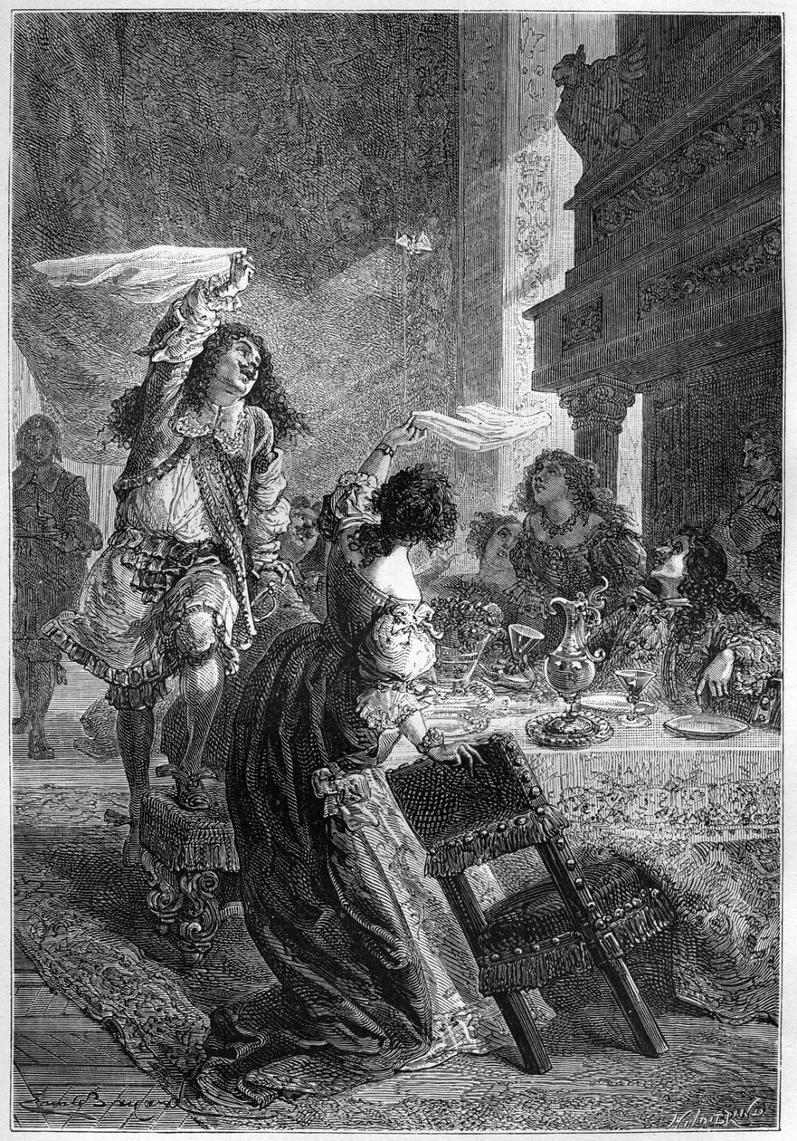 Restoration Party - The King Charles II (1630-1685) with Lady Castlemaine (BARBARA VILLIERS, grevinne av Castlemaine, hertuginne av CLEVELAND elskerinne av Charles II) - Charles II feirer sin tiltredelse til Englands trone i 1660 med sin elskerinne, Lad av Unknown artist
