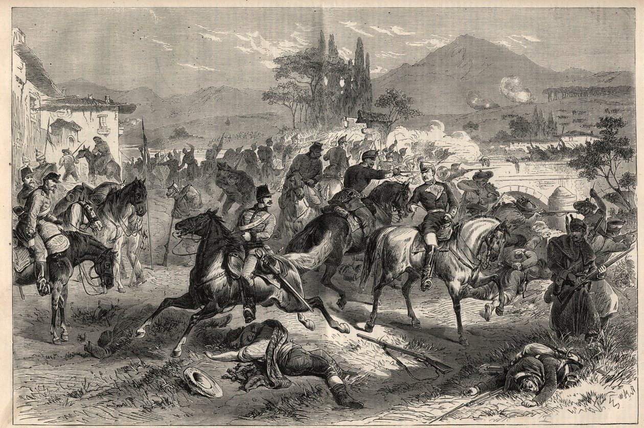 Revolusjon i september 1868 i Spania (Gloriosa): Slaget ved Alcolea nær Cordoba (Cordoba) (20. september av Unknown artist