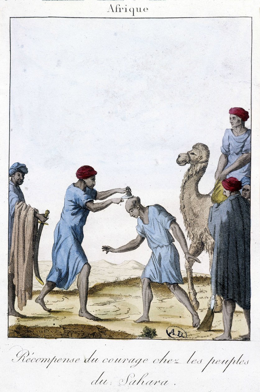 Belønning for mot blant folkene i Sahara - Gravering av Unknown artist
