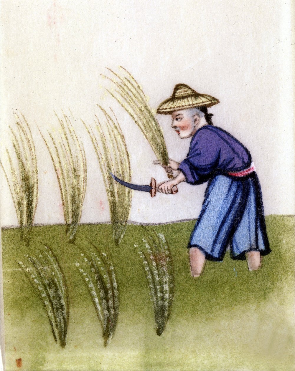 Risdyrking i Kina. Maling på rispapir. i Milano. av Unknown artist