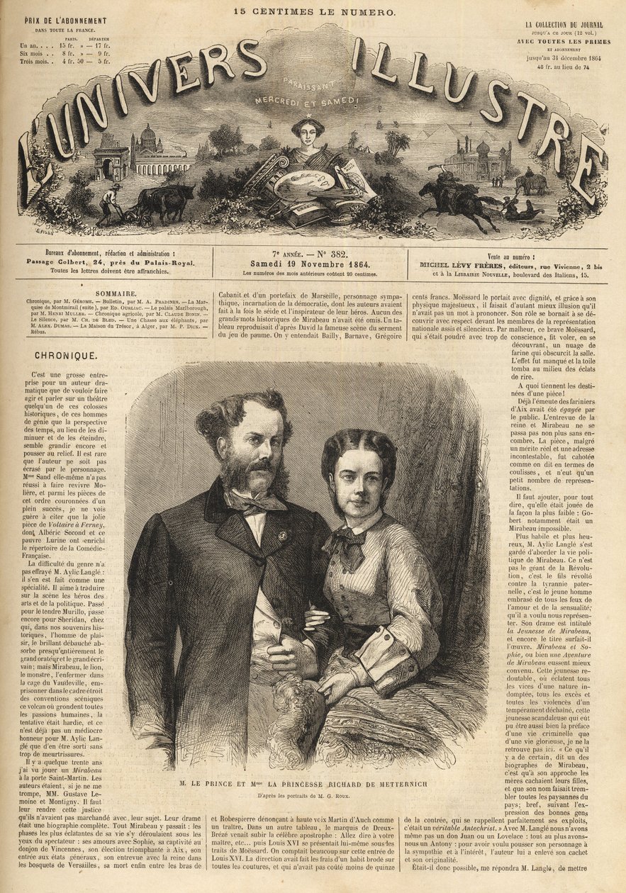Richard Klemens von Metternich (1829-1895) og Pauline Metternich (Pauline Clementine Marie Walburge, grevinne Sandor von Szlavnicza - prinsesse av Metternich-Winneburg zu Beilstein) (1836-1921) - The Illustrous Universe of 1864 av Unknown artist