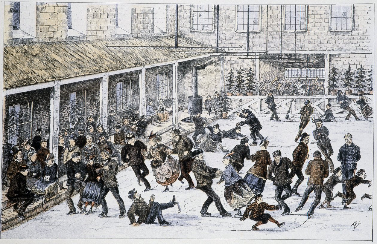 Rink i Halifax, Nova Scotia - i "" Skisser av kanadisk sport og tidsfordriv"" av Lieut. Henry Buckton Laurence av Unknown artist