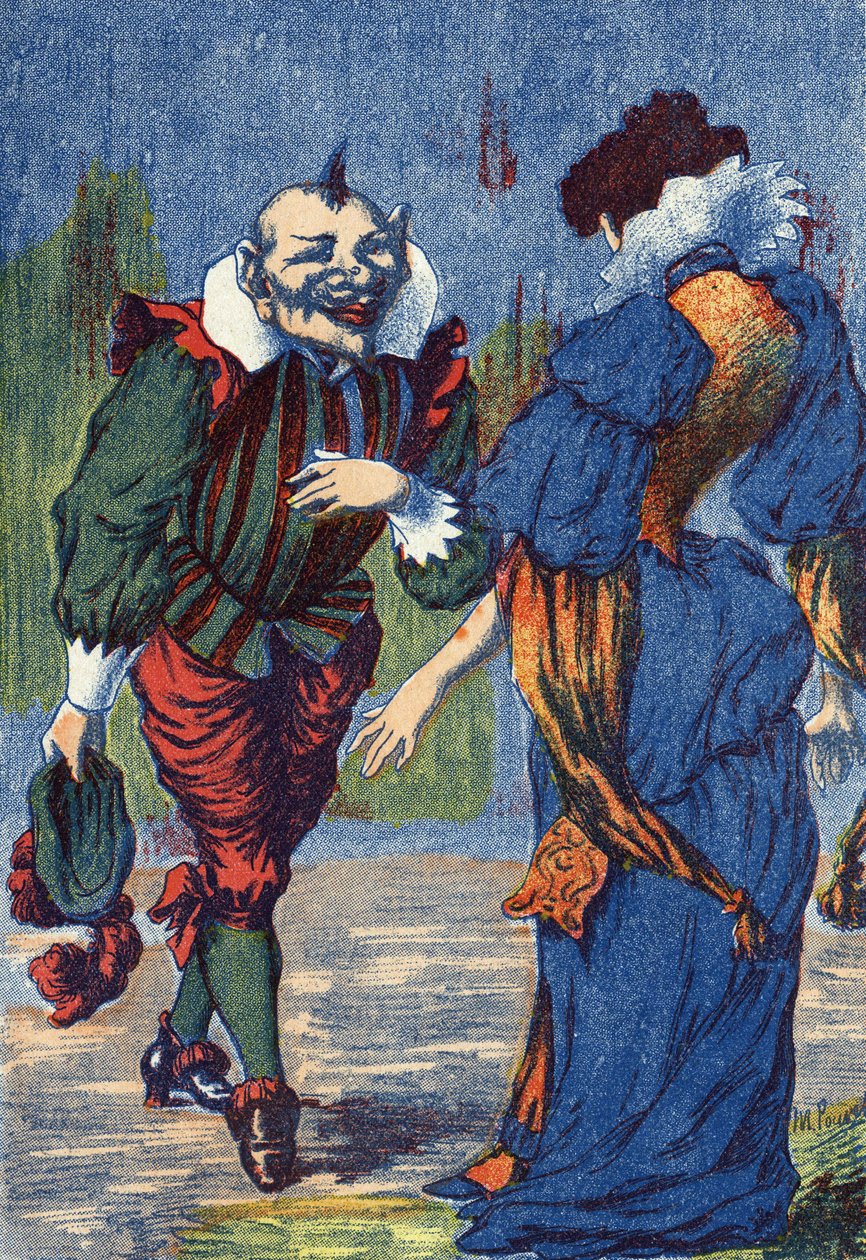 Riquet presents himself to the princess again. Illustration for “Riquet a la houppe””, tale by Charles Perrault (1628-1703), French writer. Anonymous illustration. Imagery Marcel Vagne, Jarville Nancy, undated (late 19th century). av Unknown artist