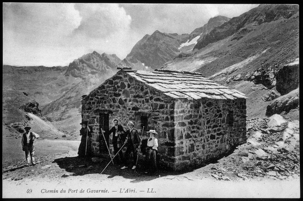 Veien til havnen i Gavarnie: ly (fjelltilfluktssted) - postkort, sent på 1800-tallet. av Unknown artist