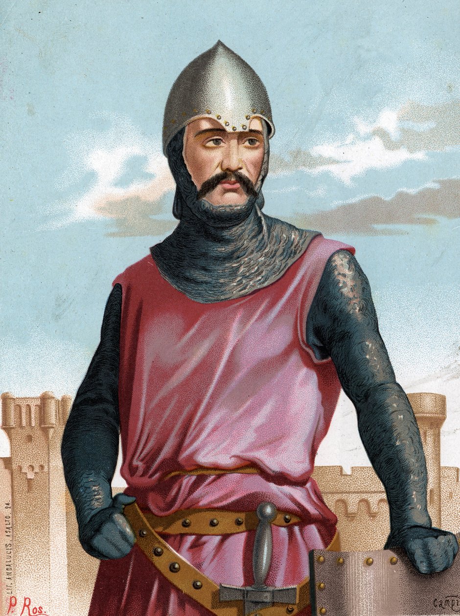 Rodrigo Dìaz de Vivar, kjent som Cid Campeador Spanish Hero (1043 til 1099). etter nyanser og kvinner berømte Barcelona 1877. av Unknown artist