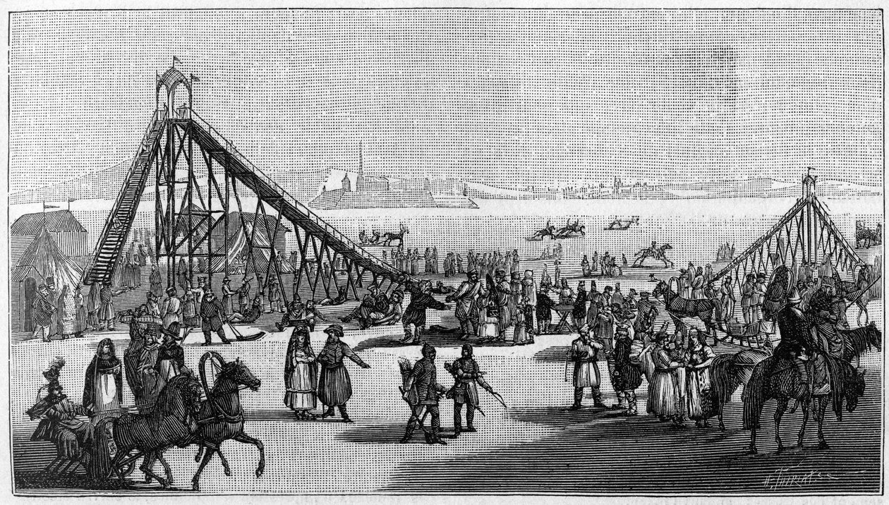 Berg-og-dal-bane i Russland etter en gammel originaltegning av Sauerweid. i naturen. Gjennomgang av vitenskaper og deres anvendelser til kunst og industri." 1888 av Unknown artist