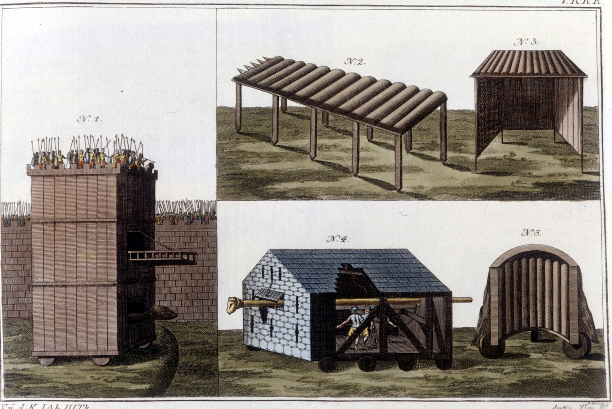 romerske krigsmaskiner. Gravering fra begynnelsen av 1800-tallet. av Unknown artist