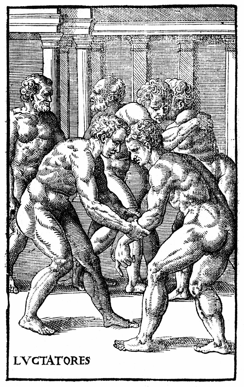 Romerske brytere - i "Hieronymi Mercurialis de Arte Gymnastica", Venezia-utgaven av Unknown artist