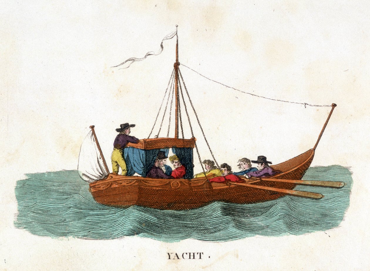 Romantisk tur med et par ombord på en yacht. av Unknown artist