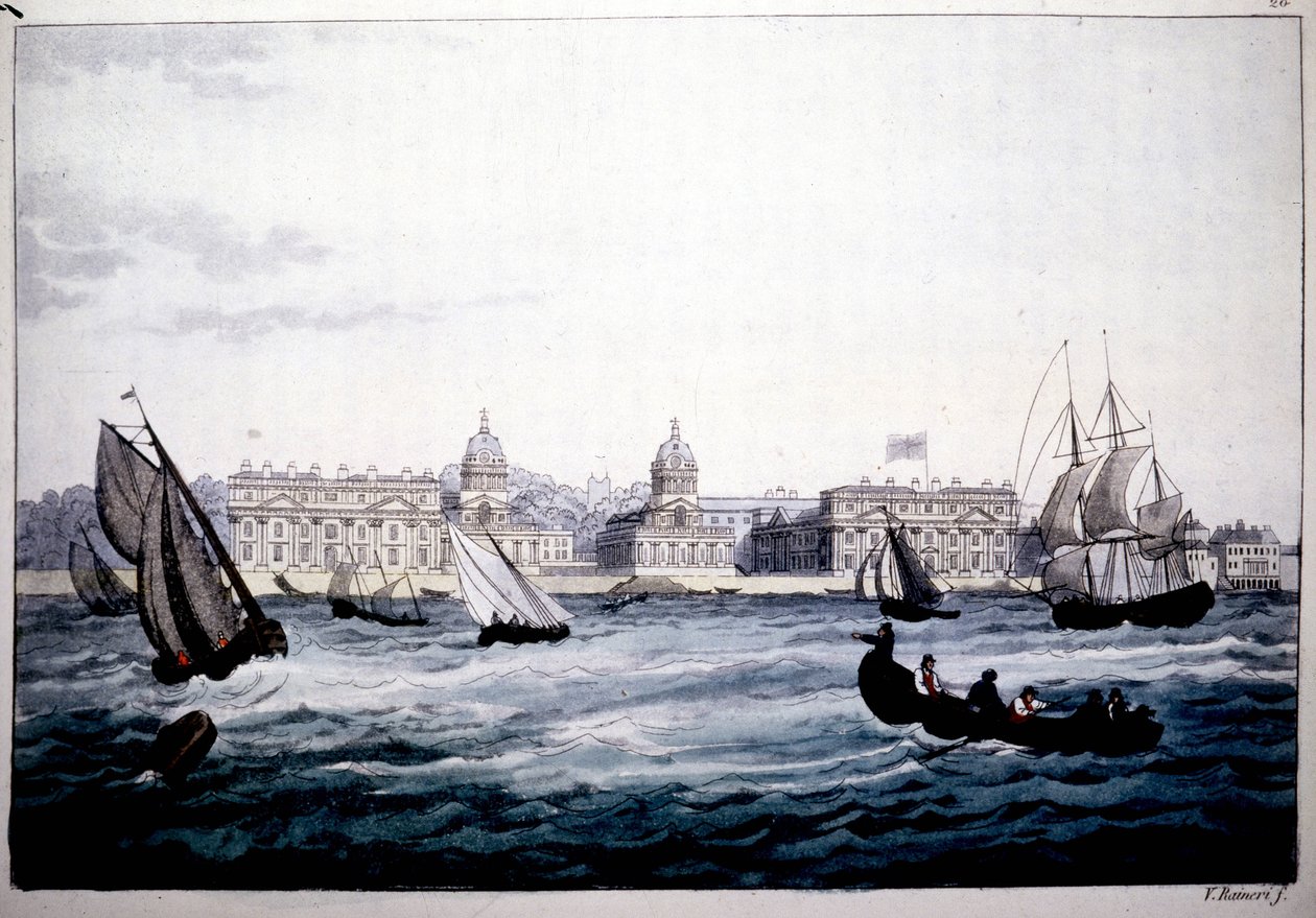 Royal Hospital i Greenwich på Themsen, England. av Unknown artist