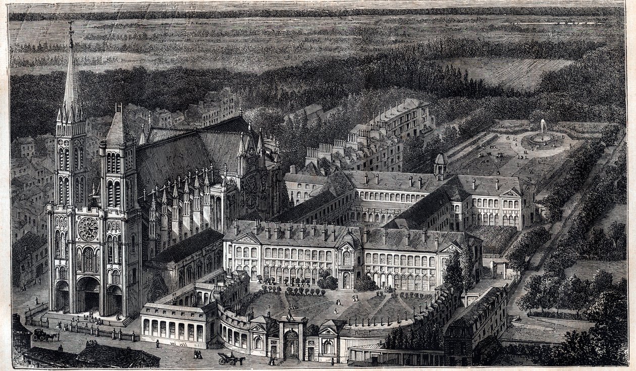 Royal House of Saint-Louis (House of Education of the Legion of Honour) in Saint Denis near the Cathedrale - Engraving around 1867 av Unknown artist