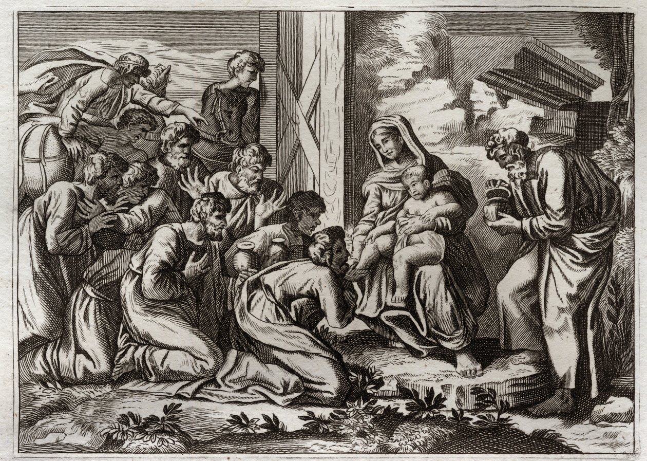 Royaumont Bible, New Testament: Adoration of the Wise Men. av Unknown artist