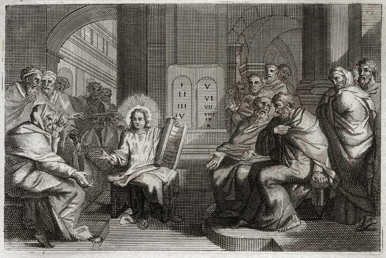 Royaumont Bible, New Testament: Jesus in the Temple among the Doctors. av Unknown artist