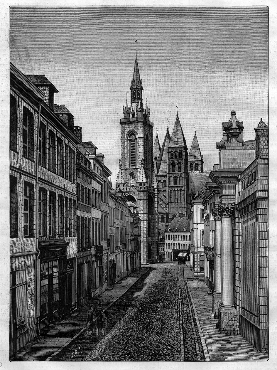 Rue Saint Martin (Abbaye Saint Martin) i Tournay (Tournai) i Belgia i 1882 av Unknown artist