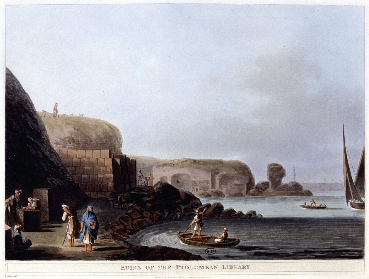 Ruinene av Ptolemaic Library of Alexandria - i "" Utsikt i Egypt, Palestina og andre deler av det osmanske riket"" av Unknown artist