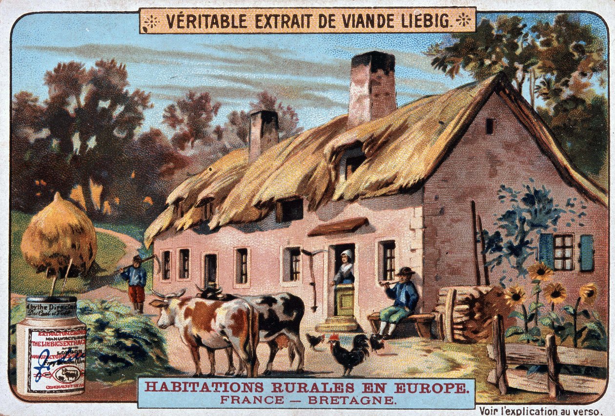 Landlige boliger i Bretagne - chromo. Liebig, v. 1895 av Unknown artist