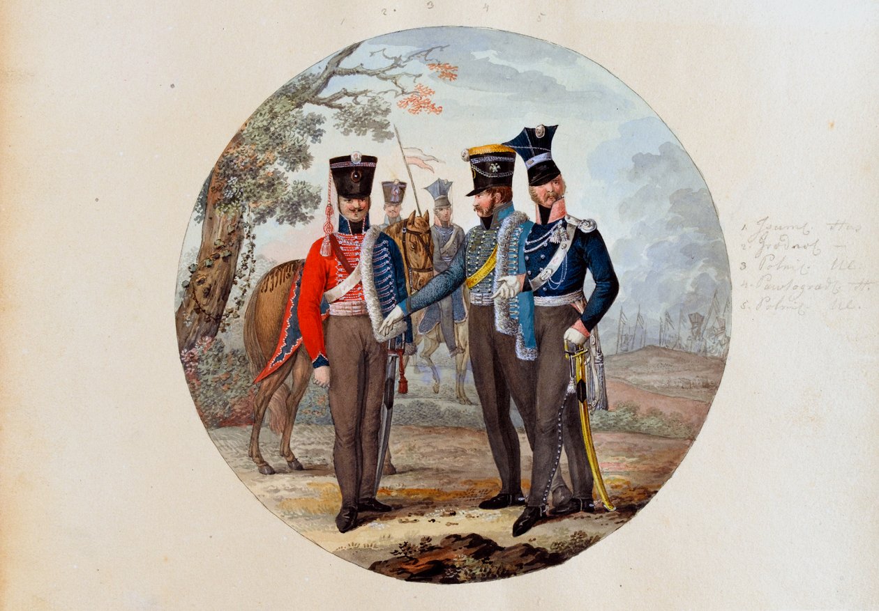 Russiske husarer og lansere av Unknown artist