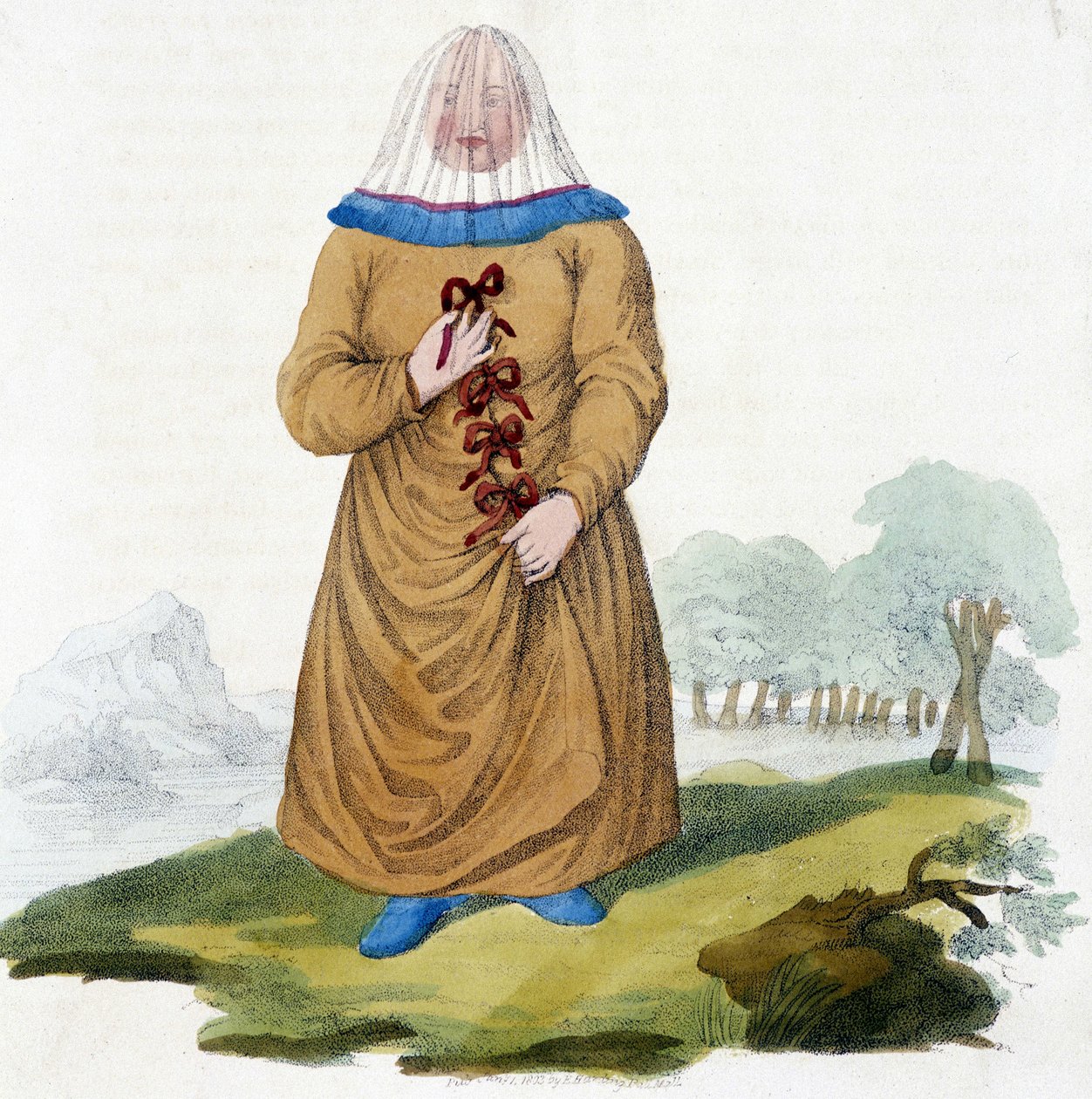 Russisk kvinne av en Ostiak-stamme i tradisjonell drakt (Khanty eller Khante: Paleosibiriske jegere, etablert i skogsområdet i den midtre Ob-dalen). av Unknown artist