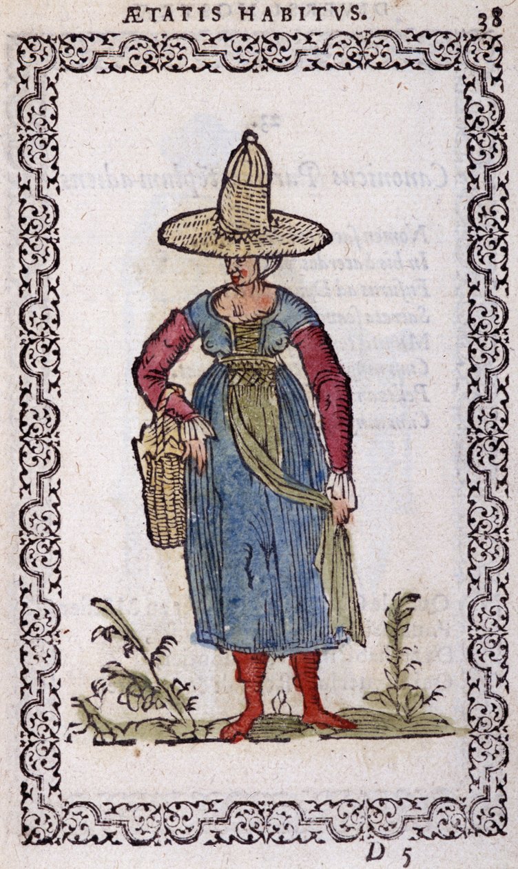 Rustikk kvinne fra Bresse - i "" Habits et effigies"" av Jean Sulperius av Unknown artist