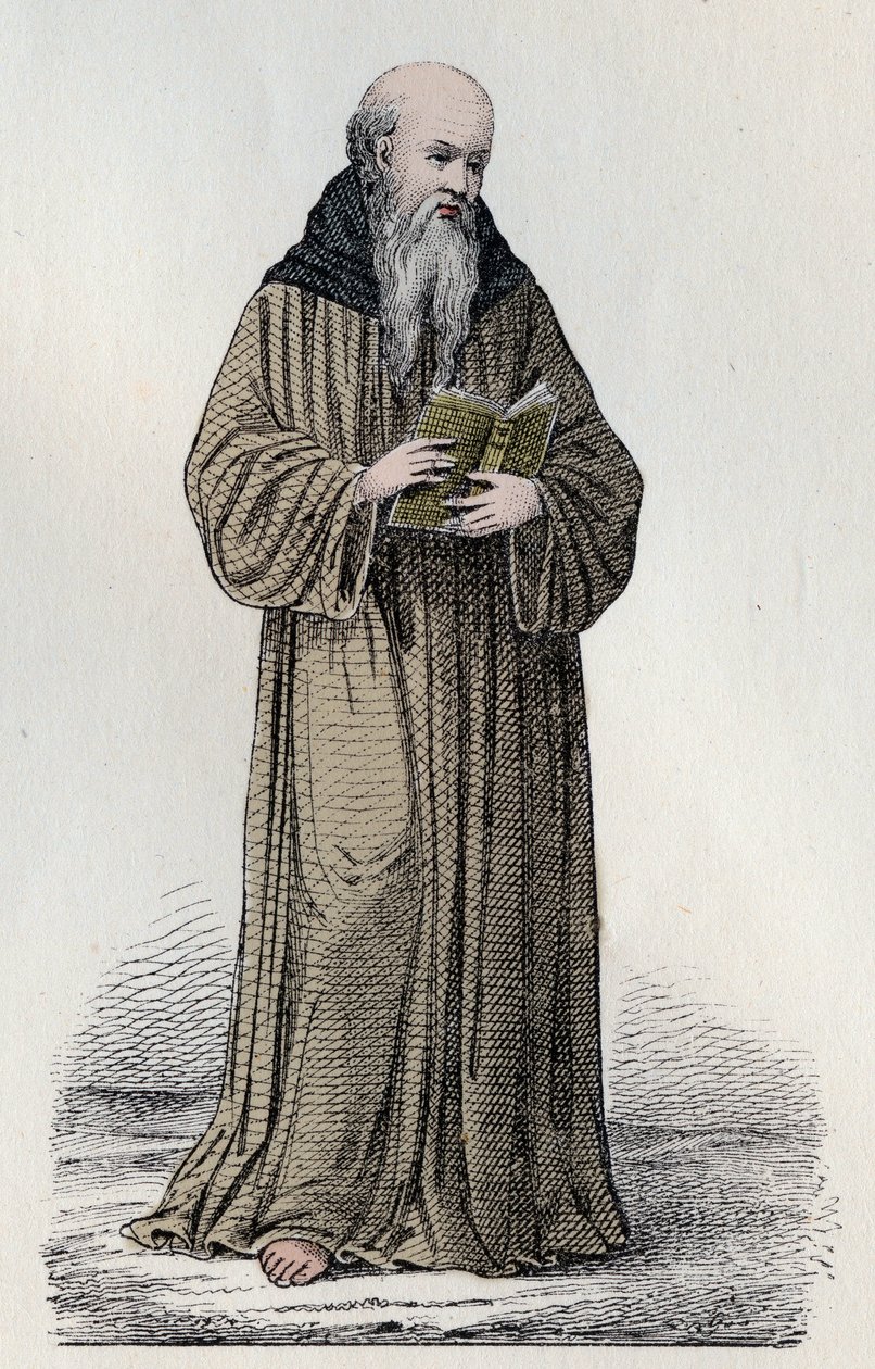 SAINT BONAVENTURE (1221-1274) Italiensk fransiskansk kardinal, teolog og filosof - Portrett av Saint Bonaventure (Giovanni da Fidanza eller Bonaventura de Bagnorea, ca. 1220-1274), teolog, kirkedoktor (Seraphic Doctor). Gravering av 19 av Unknown artist