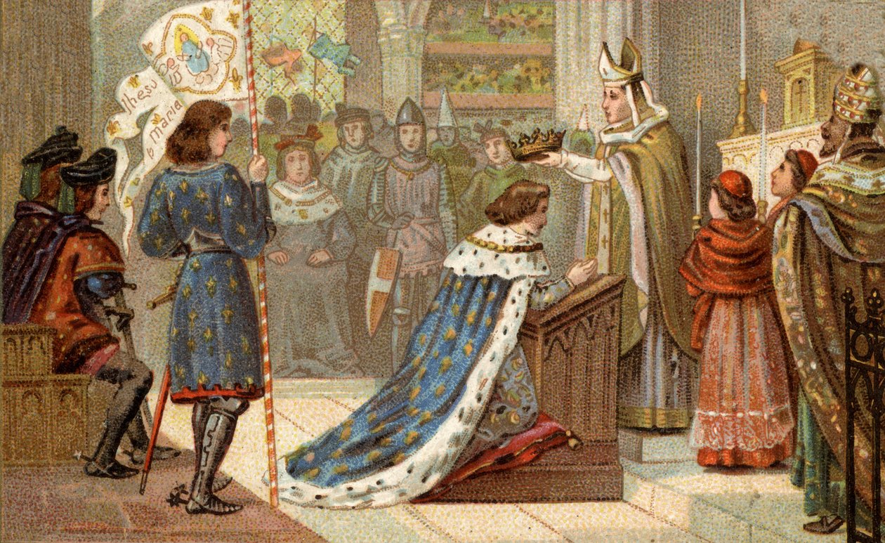 Sacre of Charles VII (1403-1461) i katedralen i Reims (17. juli av Unknown artist
