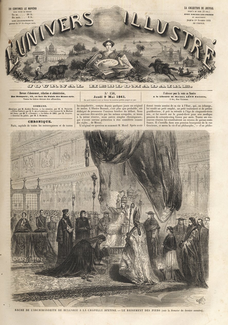 Sacred Archimandrite of Bulgaria i det sixtinske kapell i Roma av pave Pius IX 1861 - The Illustrious Universe in 1861 - av Unknown artist