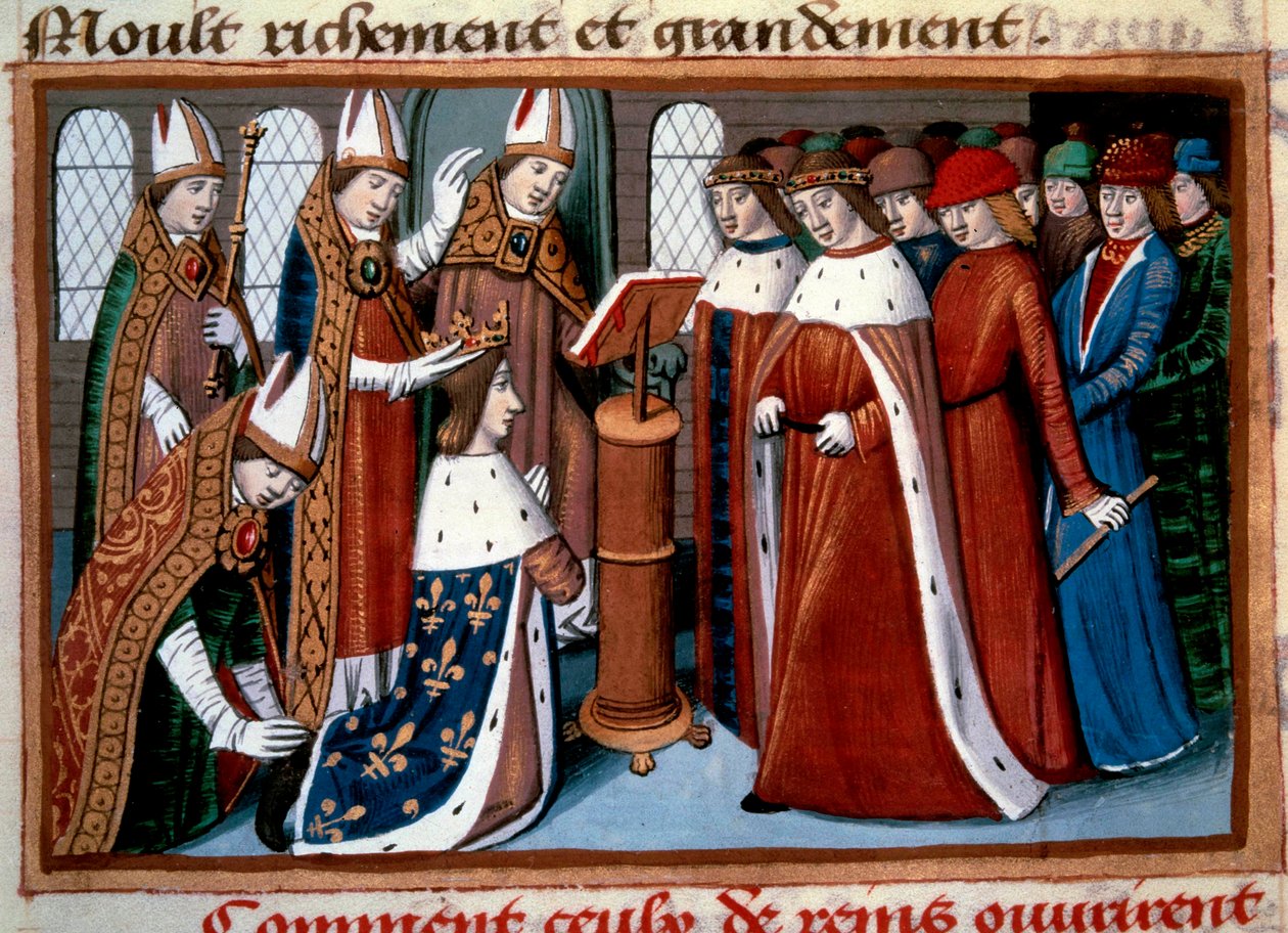 Hellige kong Karl VII (1422-1461) av erkebiskopen av Reims 17.07.1429 av Unknown artist