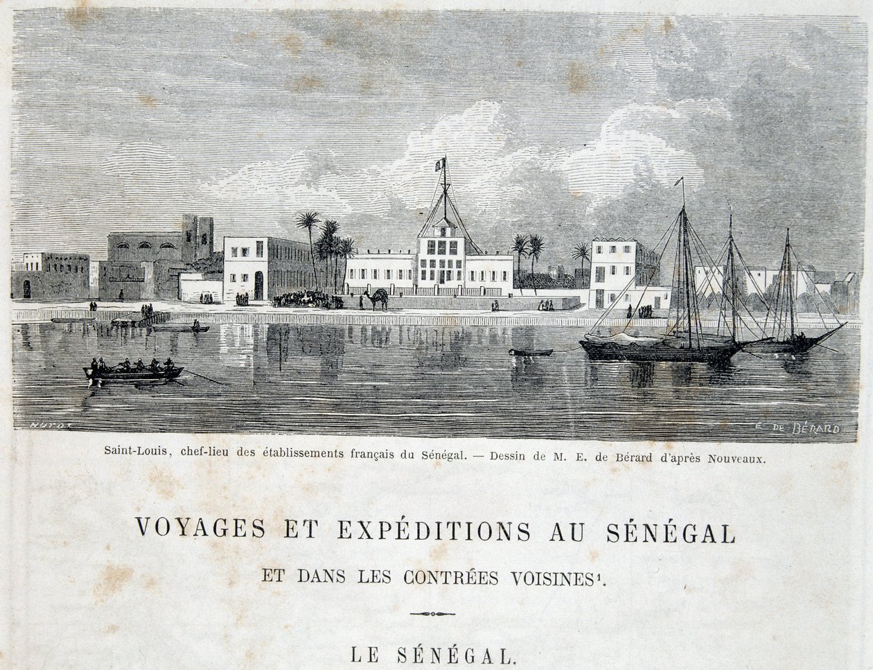 Saint-Louis, hovedstaden til franske etablissementer i Senegal - i "" Voyage et voyages au Sénégal"" i Tour du Monde, 2. trim. 1861 av Unknown artist