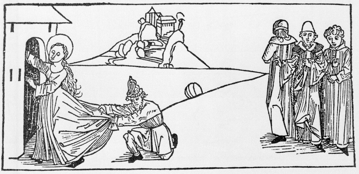 Sankt Agnes. Gravering fra “Lives of the Saints - Summer part” (The Book of the Saint) av Jacobus (James) av Voragine (1228-1298). Lübeck 1488. av Unknown artist