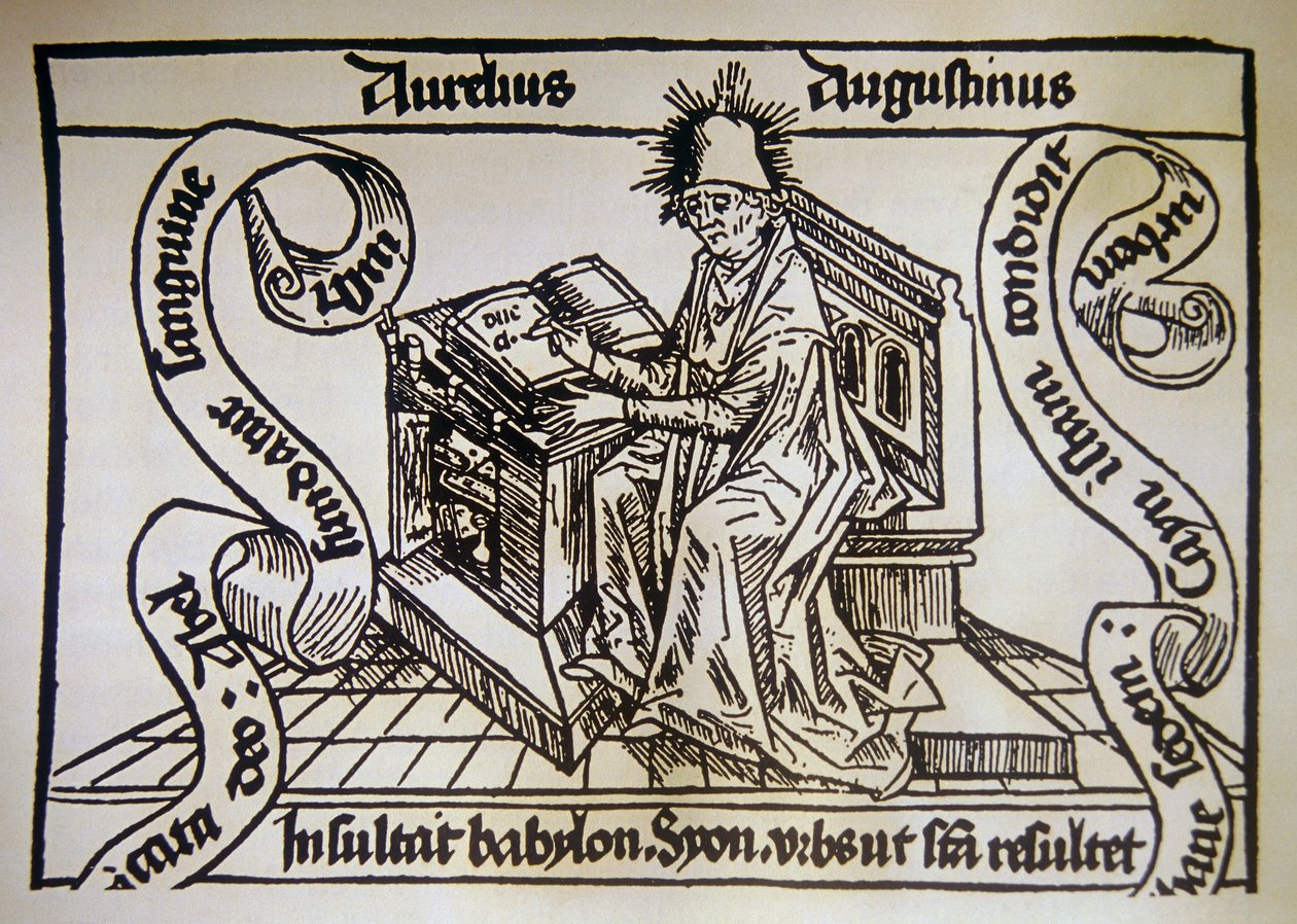 Saint Augustine, fra "De civitate dei" (The Cite of God) av Saint Augustine of Hippo (354-430) av Unknown artist