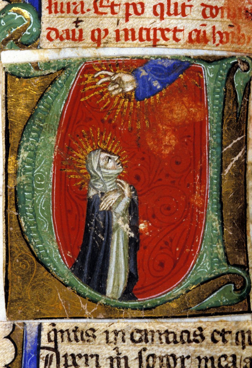 Saint Catherine of Siena (1347 - 1380) miniatyr fra det 15. århundre. National Library of Braidense. Milan av Unknown artist