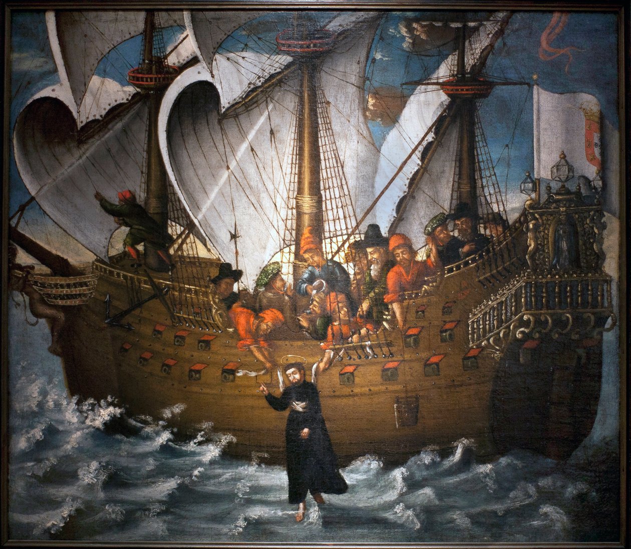 Saint Francois Xavier (1506-1552), mirakel som er fullført i Japan rundt 1549 - Anonymt maleri, olje på lerret, midten av 1600-tallet (Anonymt maleri fra midten av 1600-tallet, som viser et mirakel som skulle ha blitt utført av St Francisco Xavi av Unknown artist