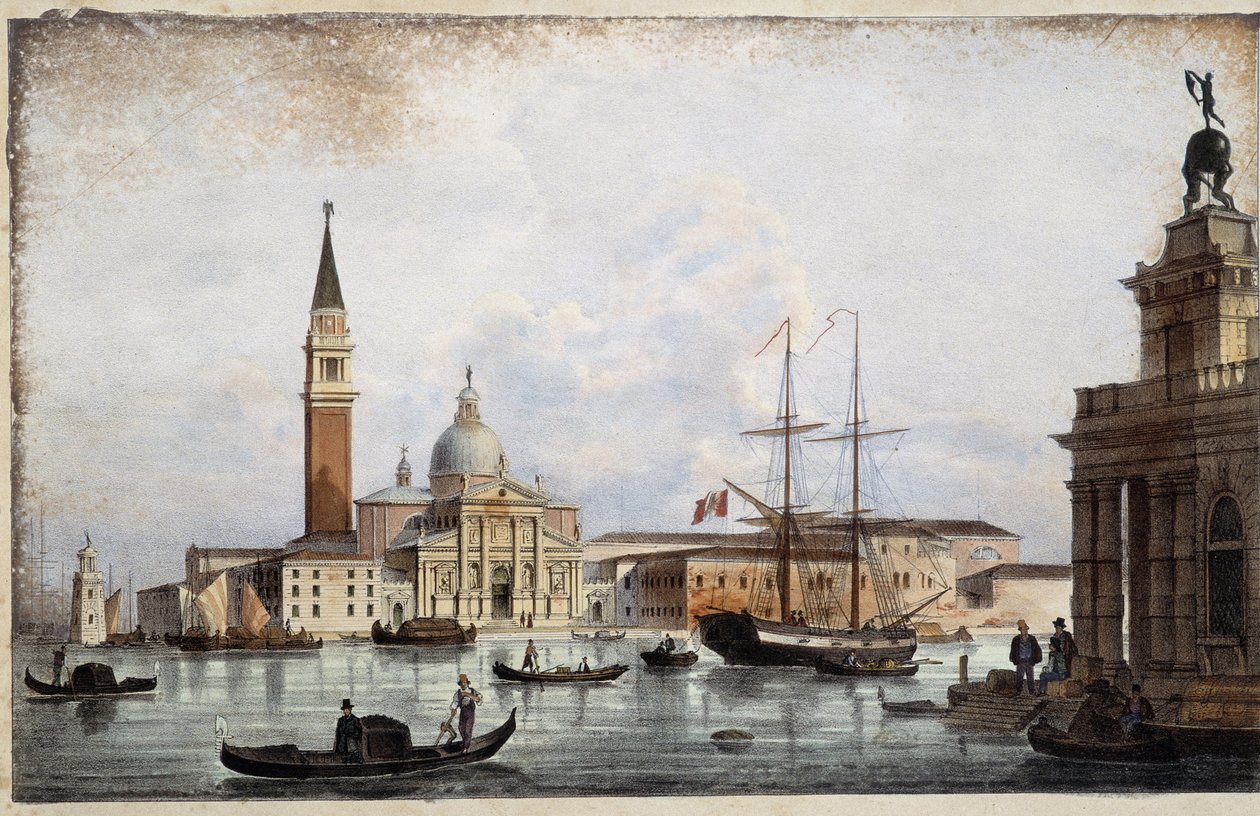 Saint George - i "" Album of the main views of Venezia", illustrasjon av Marco Moro, red. Gio Brizeghel, v.1840 av Unknown artist