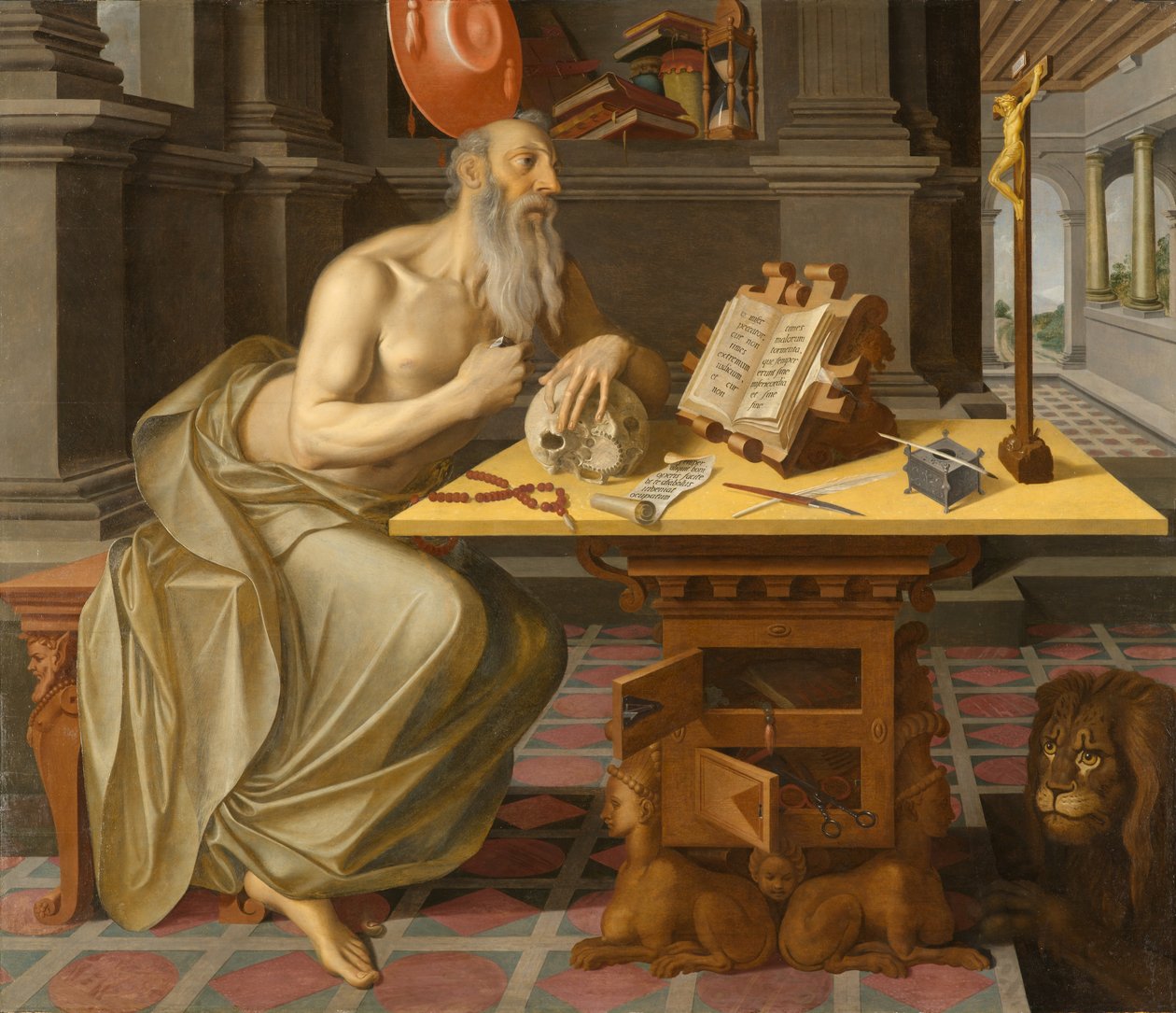 Saint Jerome in His Study, ca 1560-1570 (olje på panel) av Unknown artist