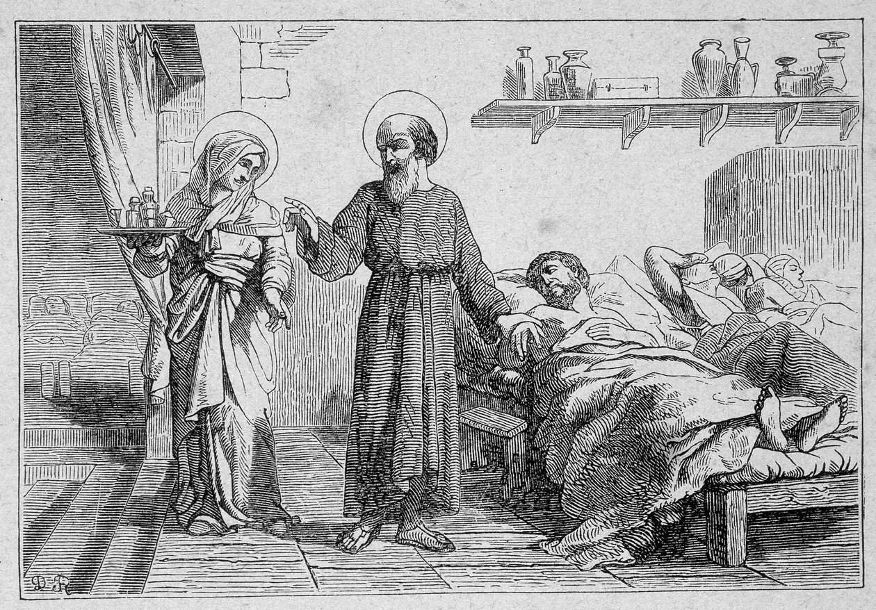 Saint Julian the Hospitaller og hans følgesvenner, martyrer av Unknown artist