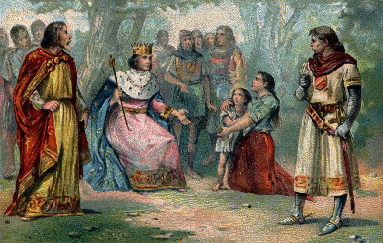Saint Louis (1214-1270), King of France, rendering justice under the oak of Vincennes. av Unknown artist