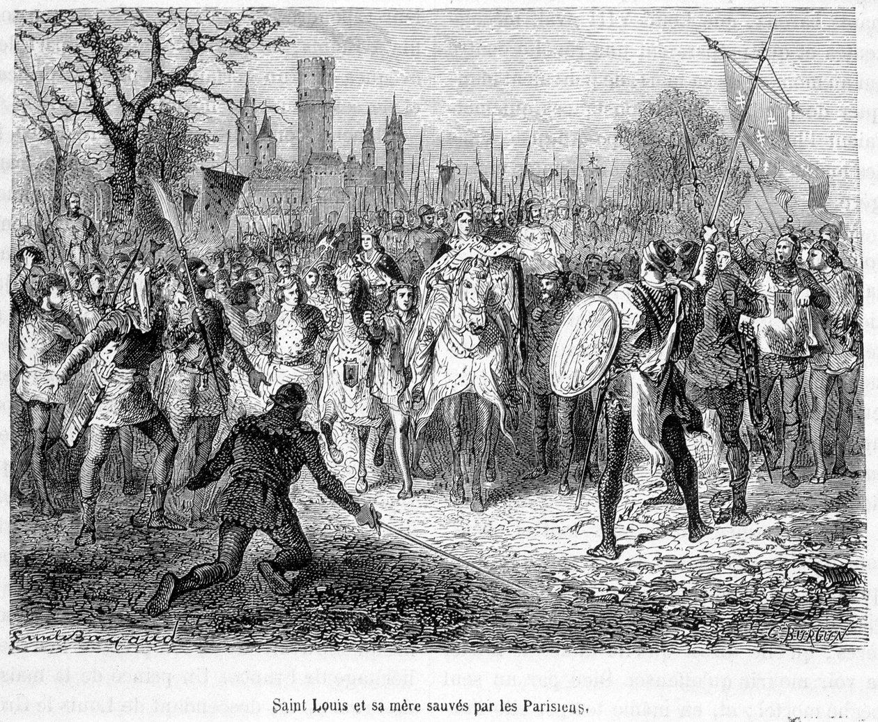 Saint Louis og hans mor reddet av parisere - i "Histoire de France populaire"" av H. Martin av Unknown artist