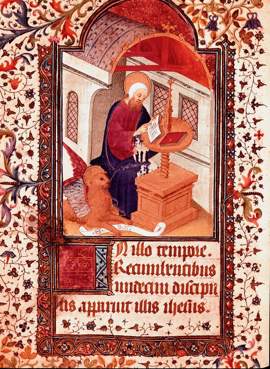 Saint Mark Miniature fra "" The Hours of Edward I (Duarte) of Portugal (1391-1438)" Lisboa fra 1400-tallet, Torre do Tombo av Unknown artist