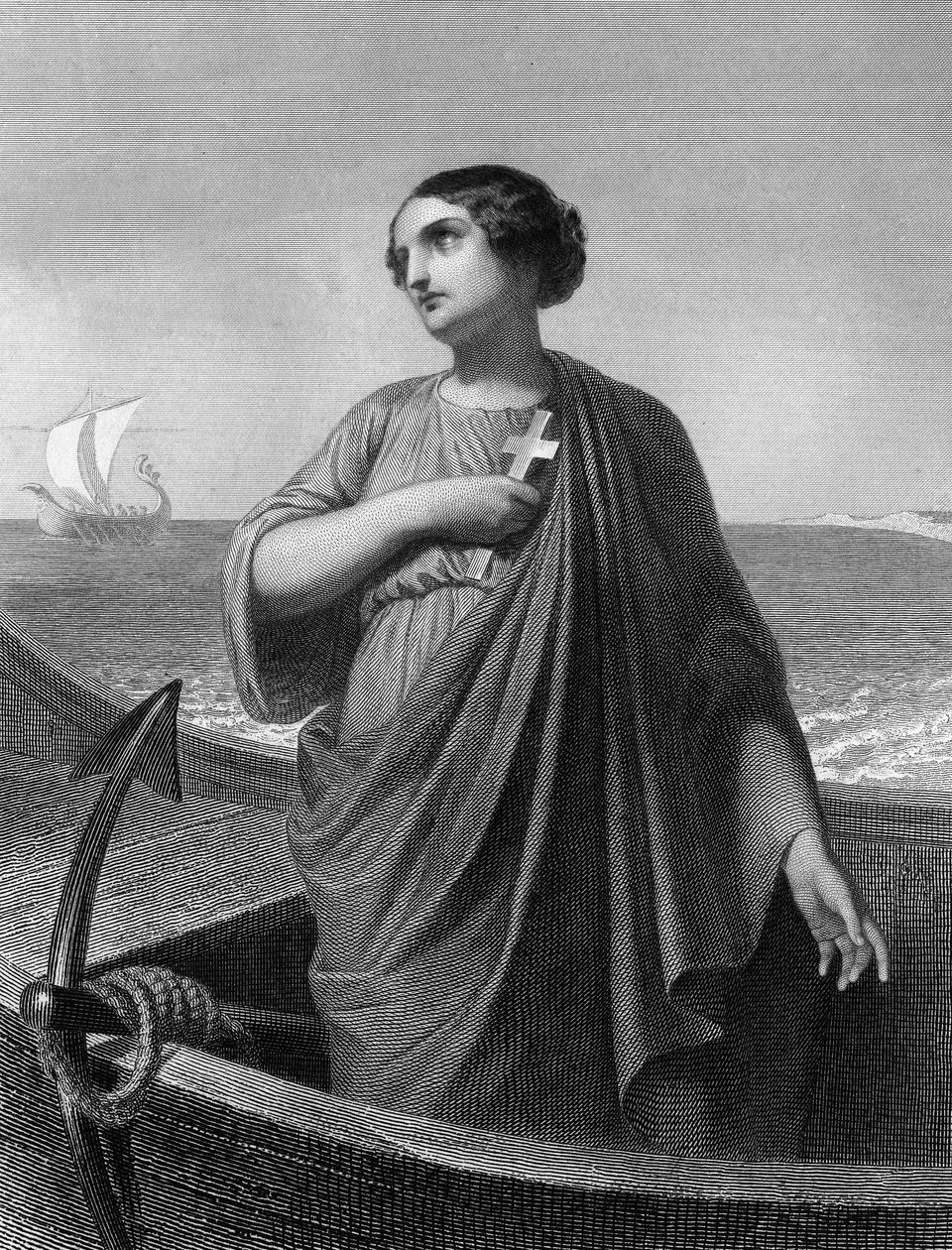 Saint Paule.Roman Patrician (347 til 404) - i "" The Holy Women"". 1852. av Unknown artist